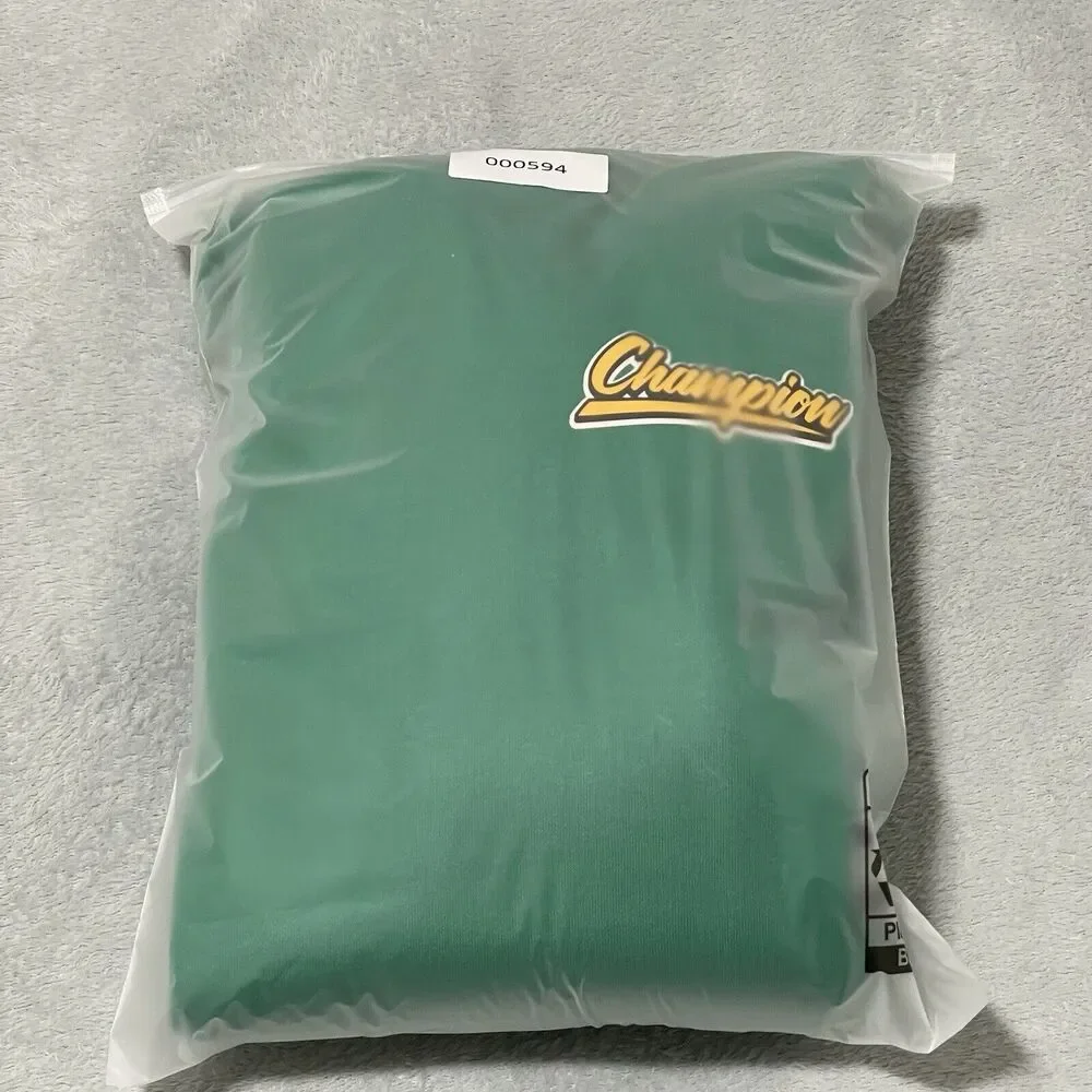 Champion Hoodie Mens Medium Green Yellow Varsity Style Colorblock Fleece Retro